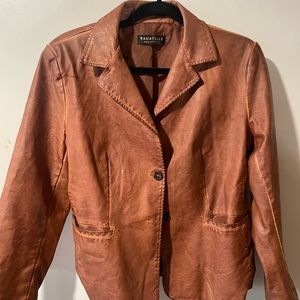 Women’s tan leather jacket size large